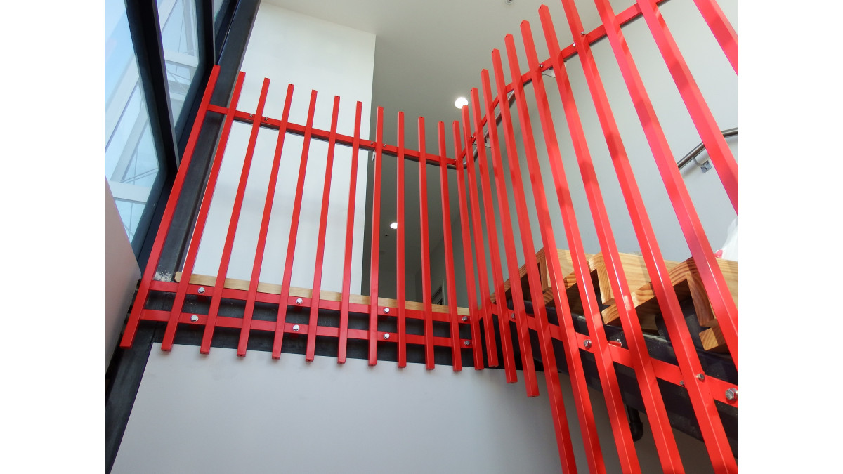 Cantilevered balustrade seen from below.