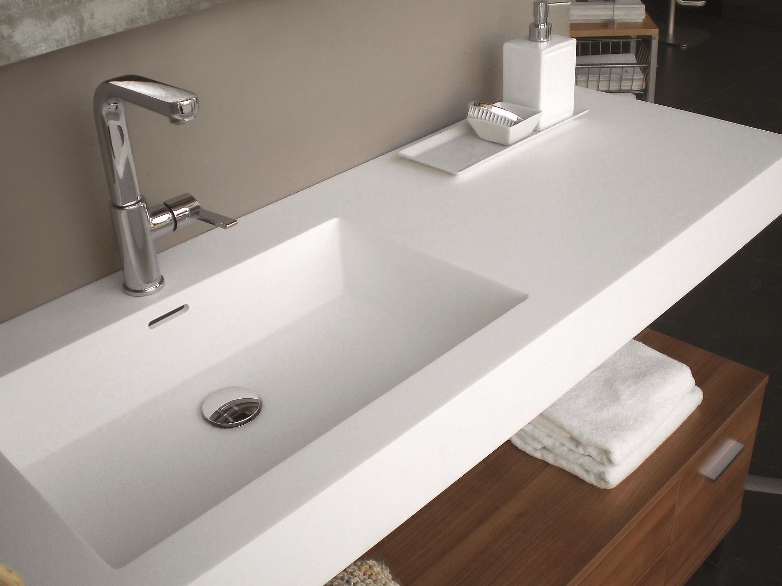 Beautifully Integrated Seamless Corian Solid Surface Basins