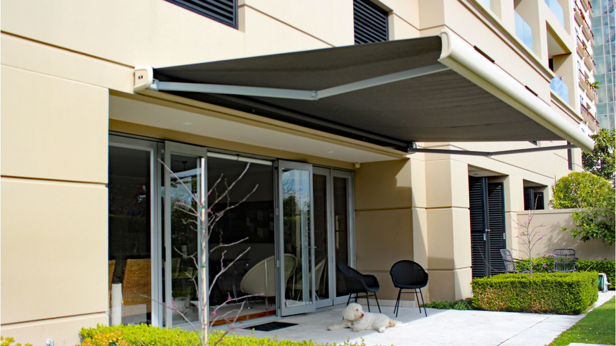 Soleia awning is the new generation awning for large outdoor areas that need stylish reliable awnings.
