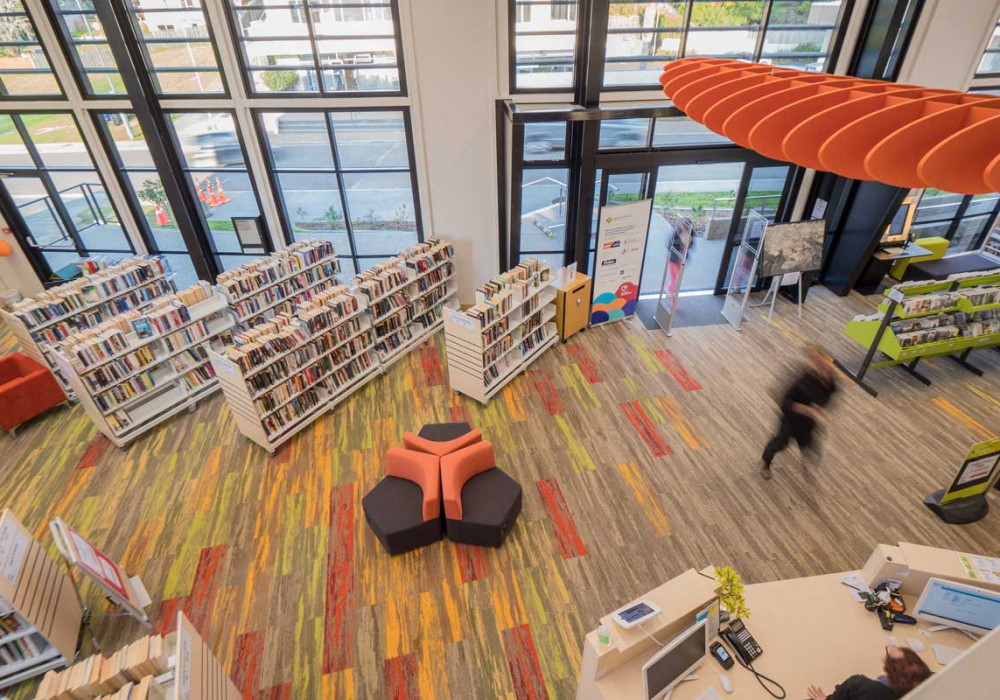 Carpet Tiles Paint a Picture in Modern Library