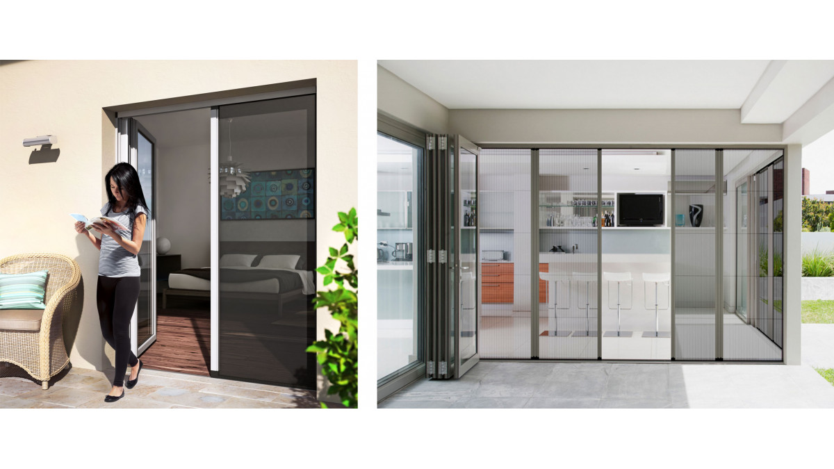 Left: Cicero Retractable Screen<br />
Right: Venette Pleated Retractable Screen