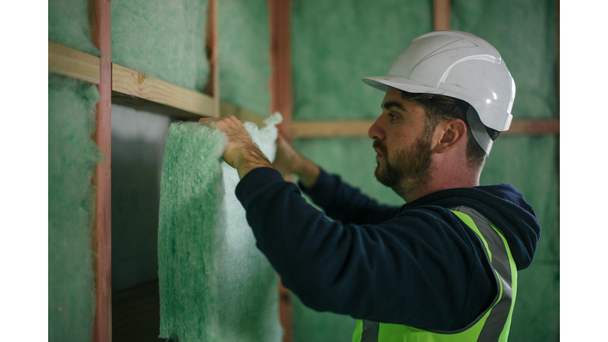 GreenStuf insulation being installed.