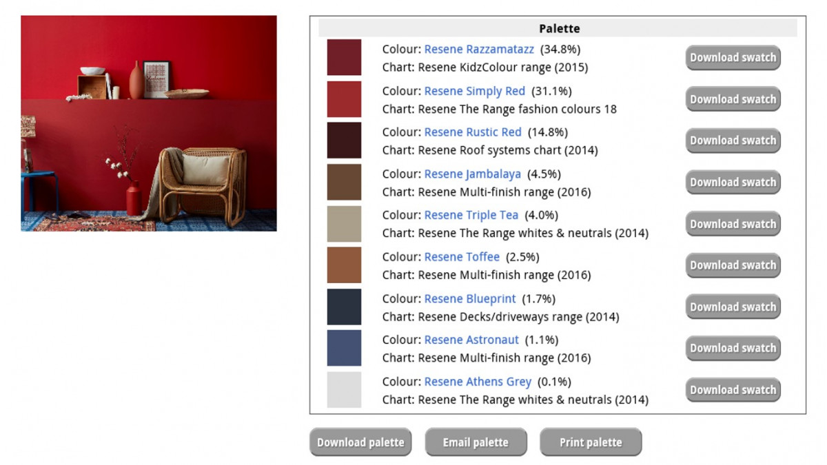 Create an instant colour palette from an image with the Resene Colour Palette Generator.