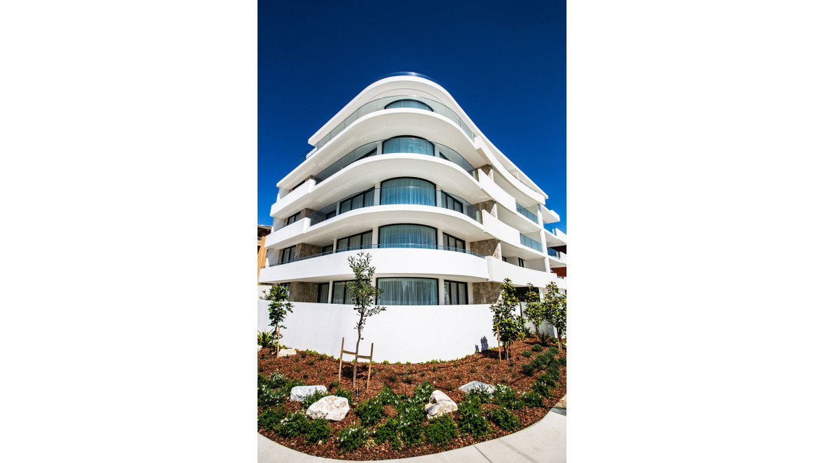 Bent glass balustrades at Soul Apartments. 