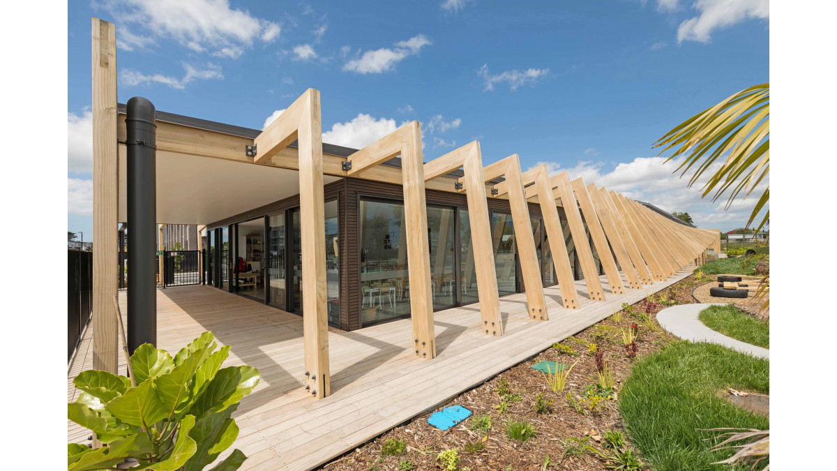 A sloping, laminated timber arcade at New Shoots catches the eye.