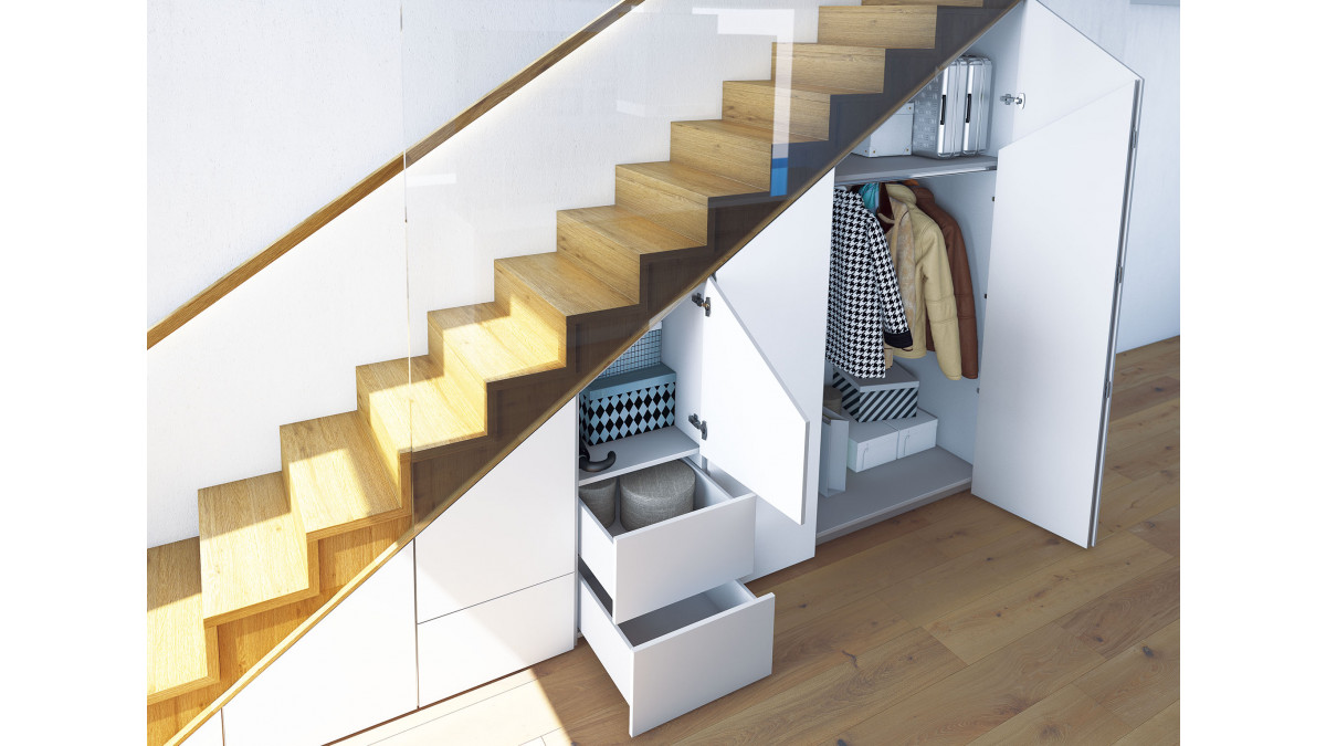 Staircases offer great storage potential with WingLine L Push to Move.