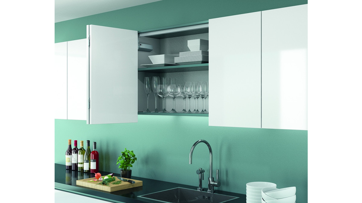 Overhead cabinets with WingLine L Pull to Move provide ease of opening compared to lift up options.