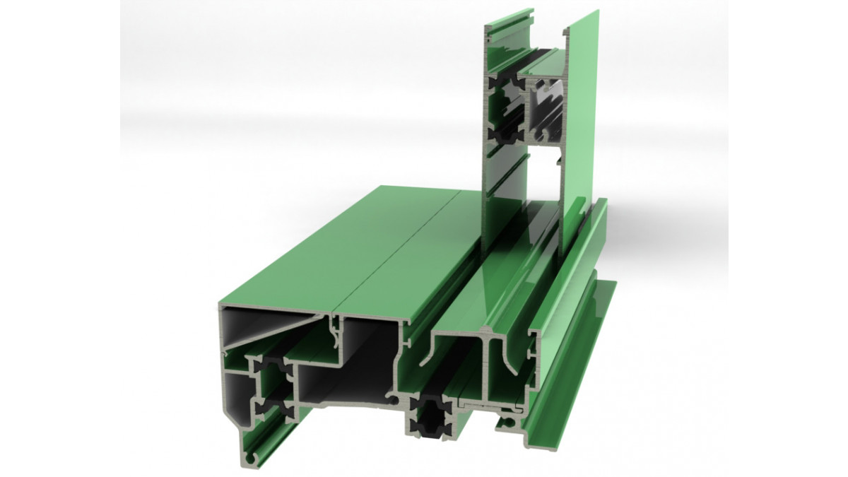 A cross-section of the Residential ThermalHEART sliding door frame.