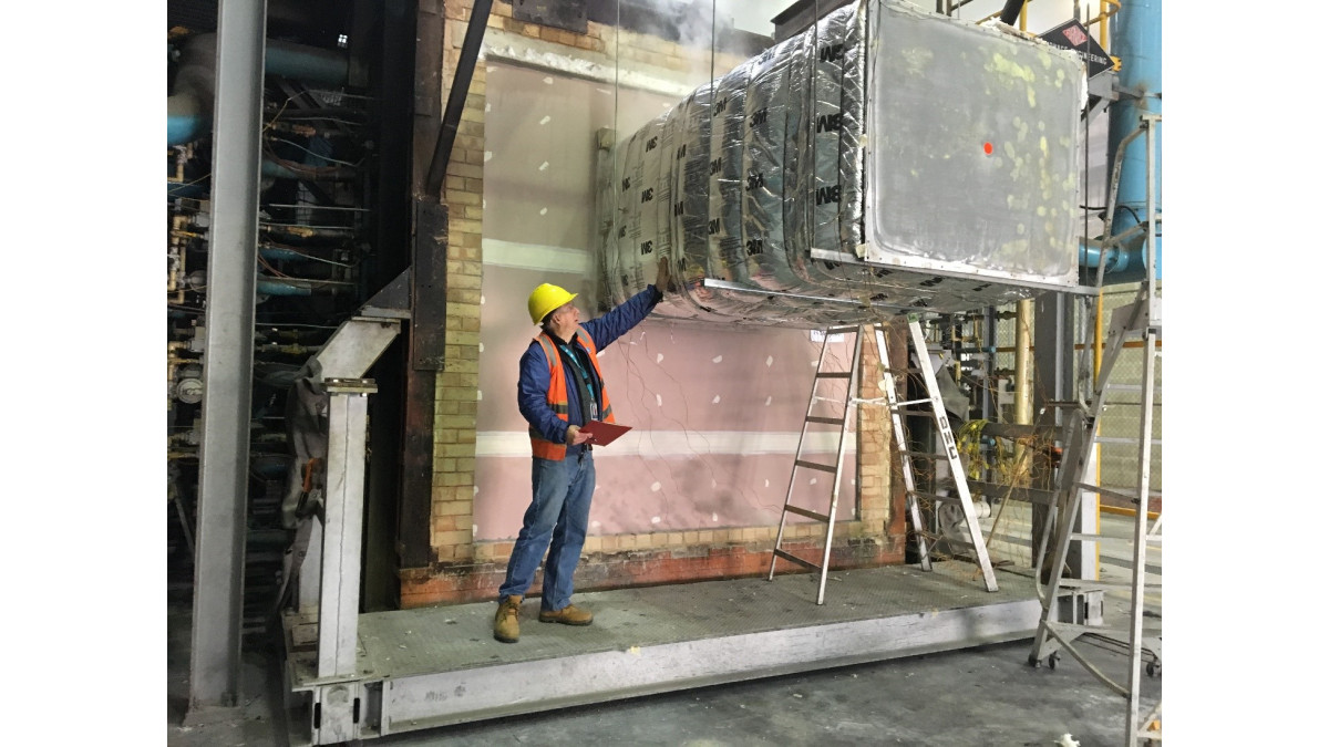 AS1530.4 -Internal exposure test – where the wall & duct is subject to 1049°C after 120 minutes, and the 3M Fire Barrier Duct Wrap 615+ must contain the fire.