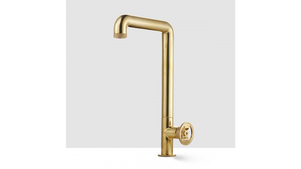 iB Rubinetti BOLD Kitchen Mixer in Natural Brass finish.