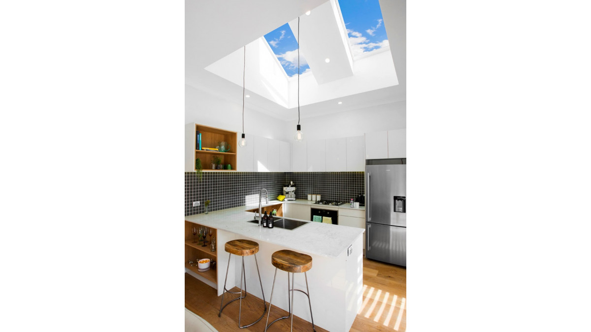 Skylights add height to the ceiling, and give the feeling of extra space.