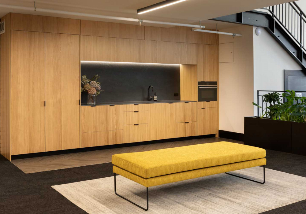 Elegant Carpet Tiles Paired with Innovative Timbers