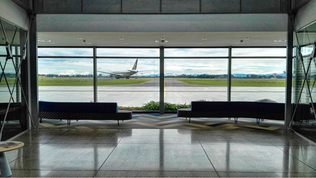 A view to the outside from within the Garden City Aviation terminal.