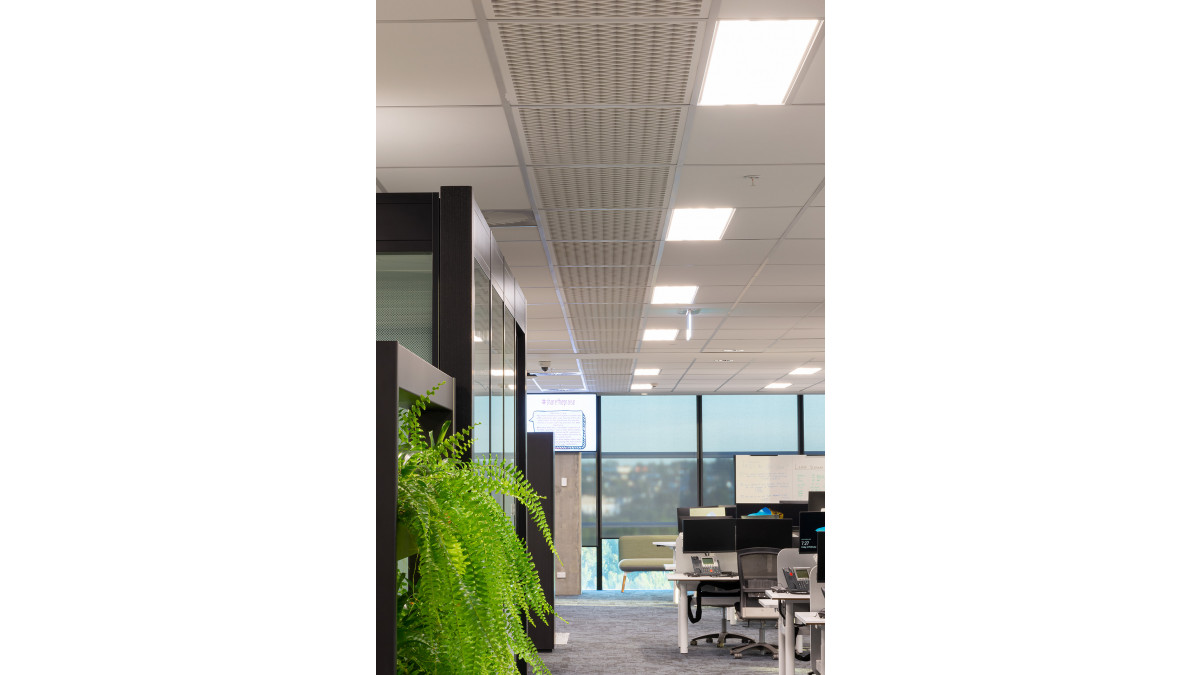 ANZ office Sylvia Park features Polyfon Mesh in black and white.