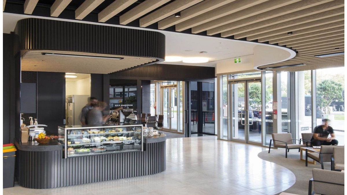 Bayles Café featuring Beam ceiling in wood print.