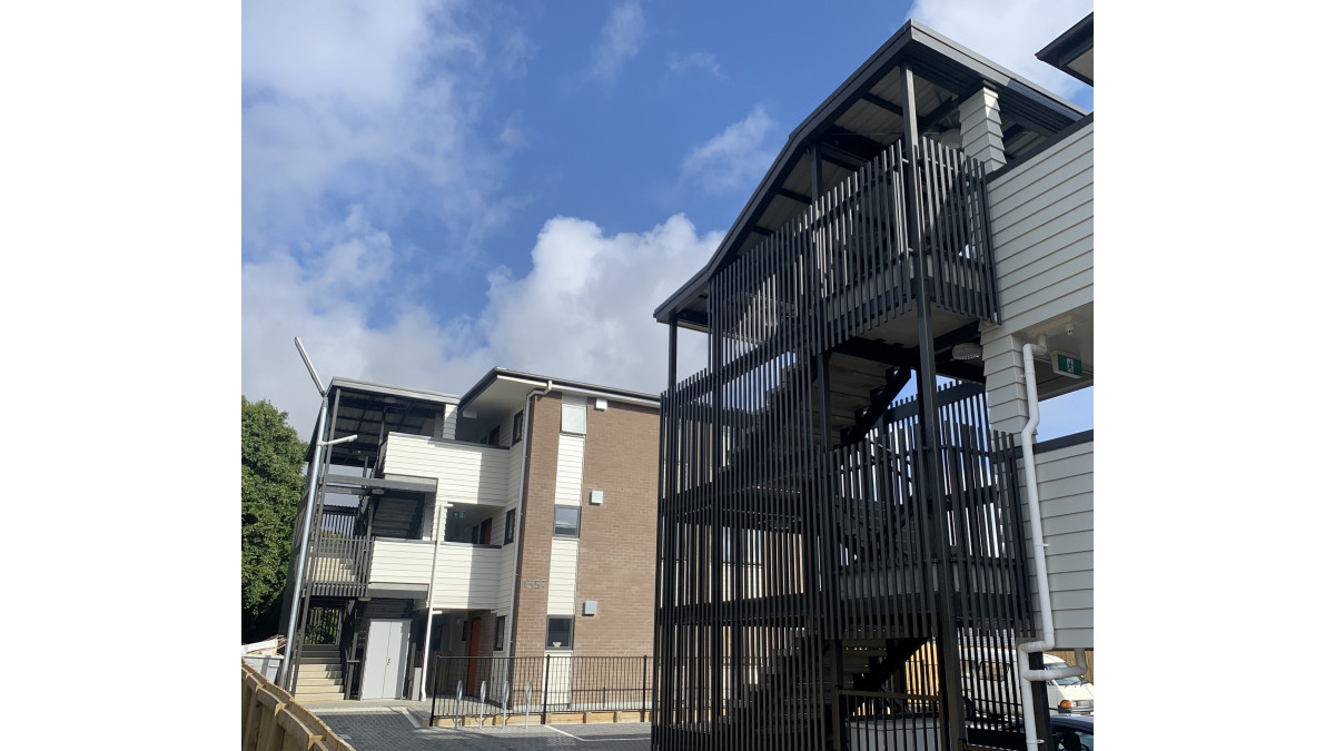 Two completed stairwells screens for Tutuki Apartments.