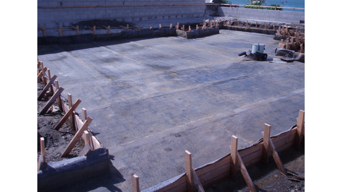 Concrete slab ready to pour now that site has been drained. Note: TA inspection verified that the membrane remains unaffected.