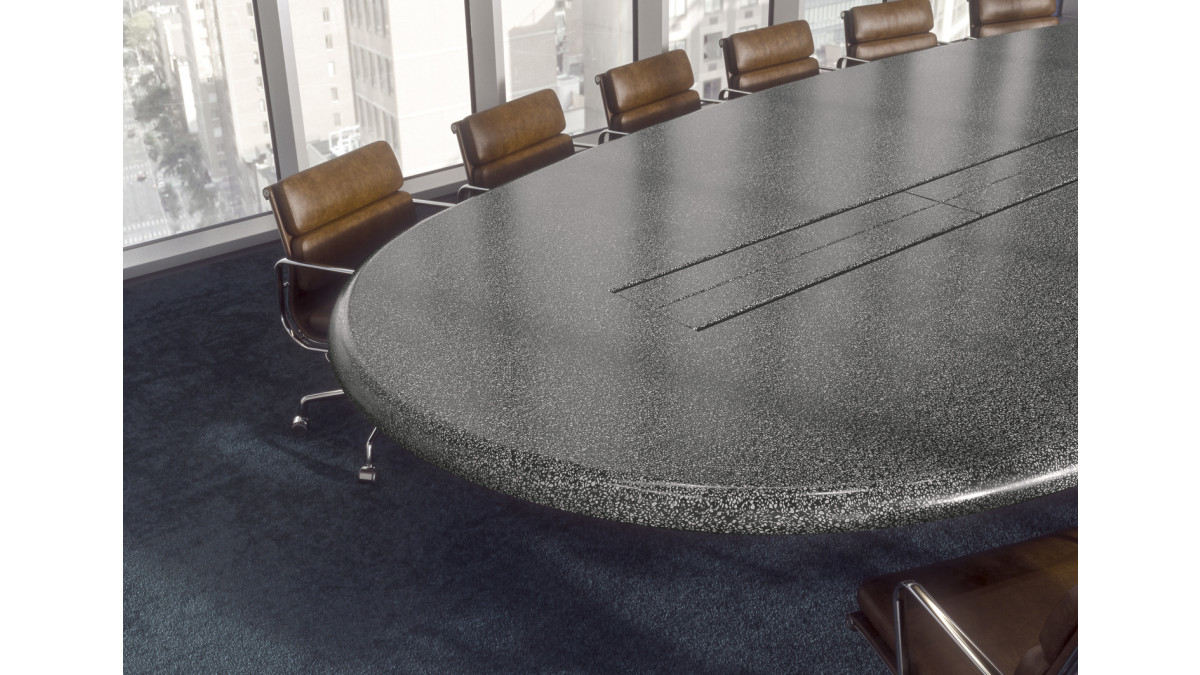Corian Solid Surface — Basalt Terrazzo Board Room Table.