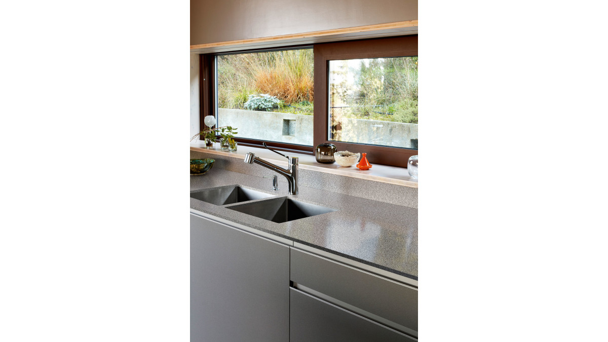 Corian Solid Surface — Pebble Terrazzo Kitchen.