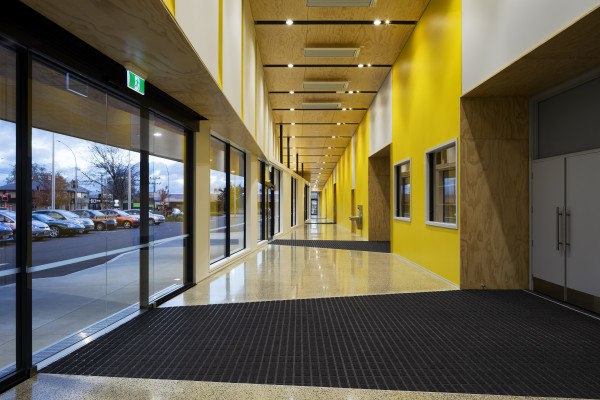 Colour and Shape Define Community Centre Lobby