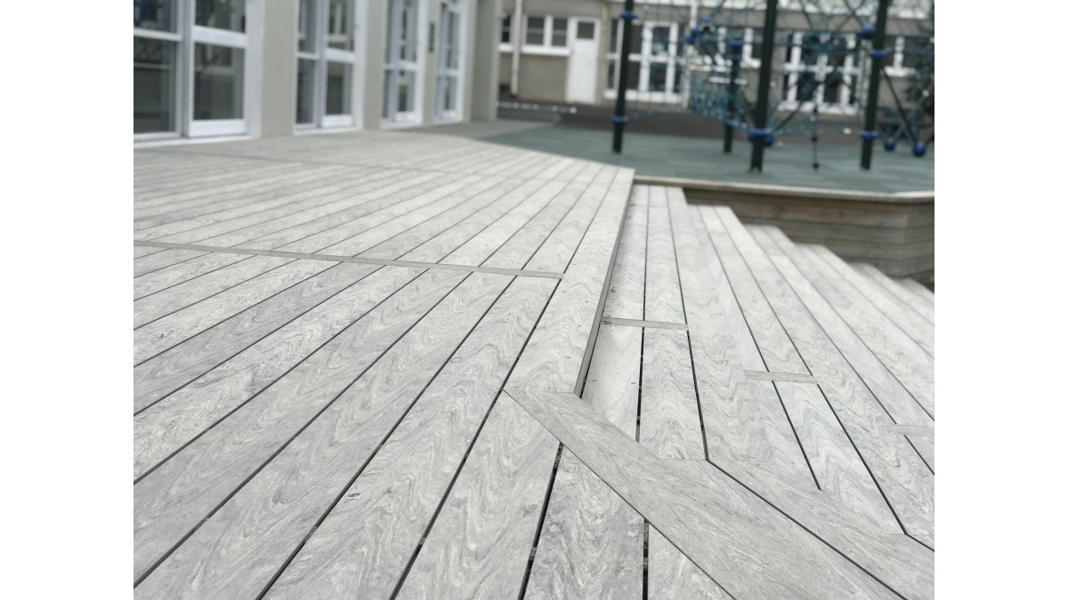 BiForm Decking in Camo Grey at St Cuthberts School, Auckland.