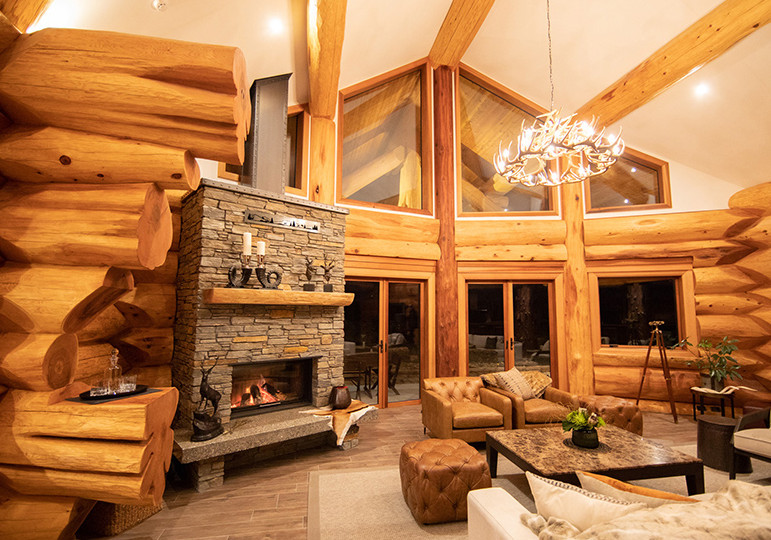 Roaring Woodfire Adds to Cosy Ambience of Log House