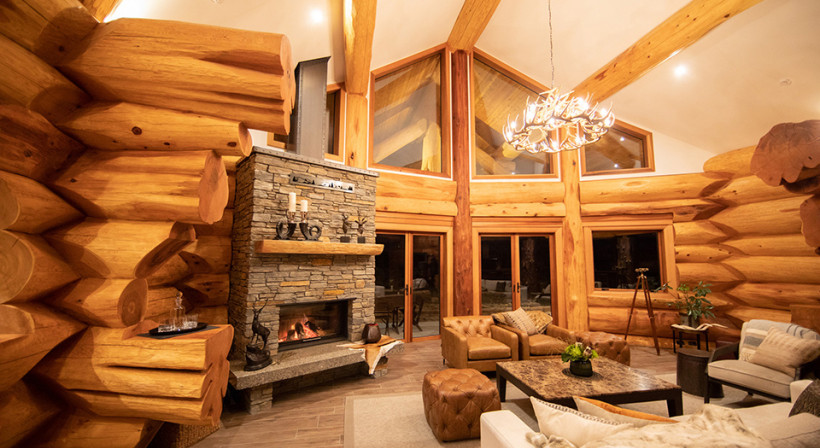Roaring Woodfire Adds to Cosy Ambience of Log House