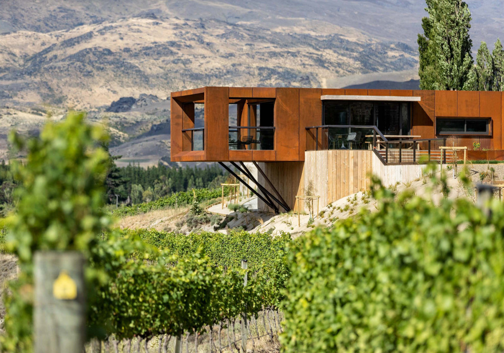A Central Otago Vineyard with a Surprising New Cellar Door Building