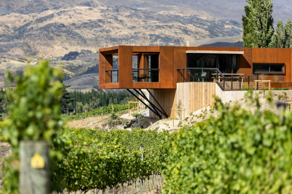 A Central Otago Vineyard with a Surprising New Cellar Door Building