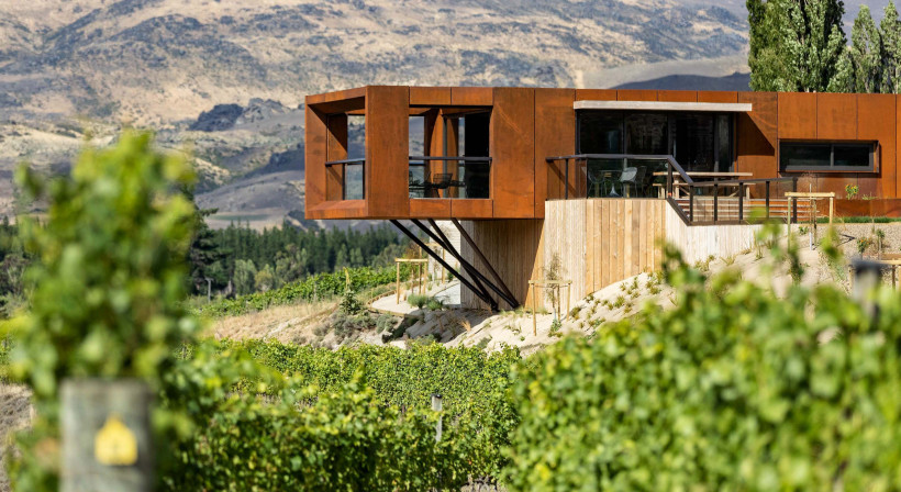 A Central Otago Vineyard with a Surprising New Cellar Door Building