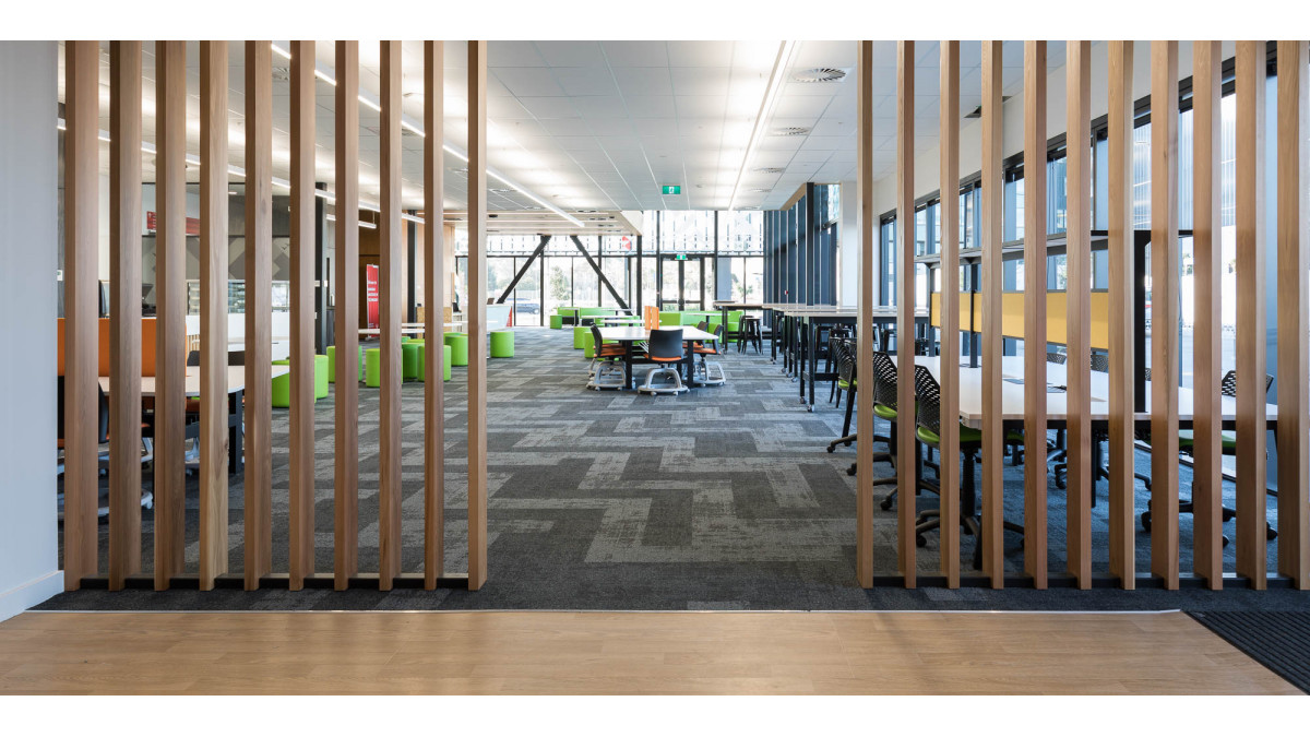 Advance Flooring at MIT Techpark: Carpet Tiles, Entrance Mat, Vinyl Flooring.