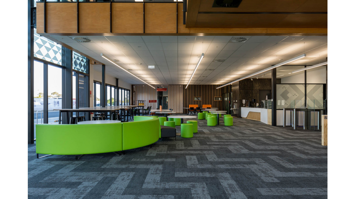 Advance Flooring at MIT Techpark: Carpet Tiles, Entrance Mat, Vinyl Flooring.