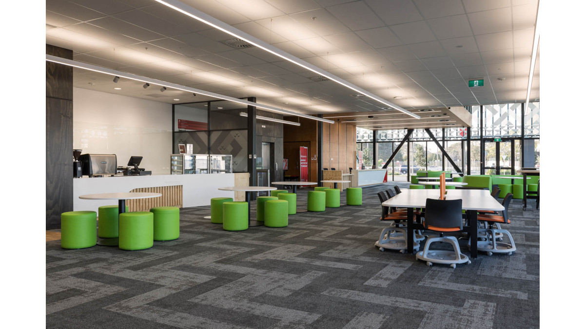 Advance Flooring at MIT Techpark: Carpet Tiles, Entrance Mat, Vinyl Flooring.