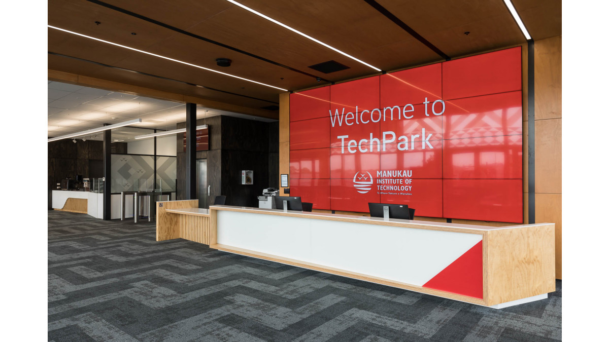 Advance Flooring at MIT Techpark: Carpet Tiles, Entrance Mat, Vinyl Flooring.