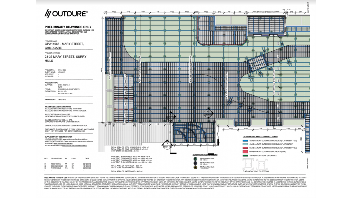Example of the construction drawings provided by Outdure.