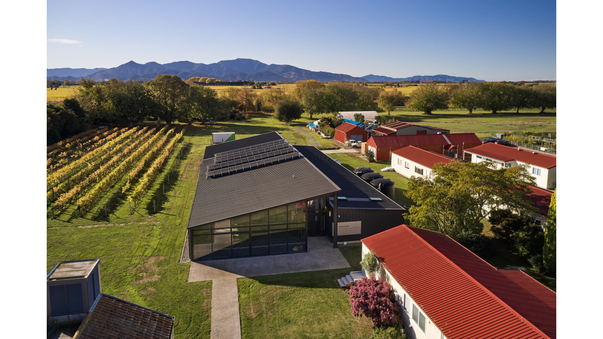 Solar arrays on the roof produce up to 30% of the building’s electricity needs.