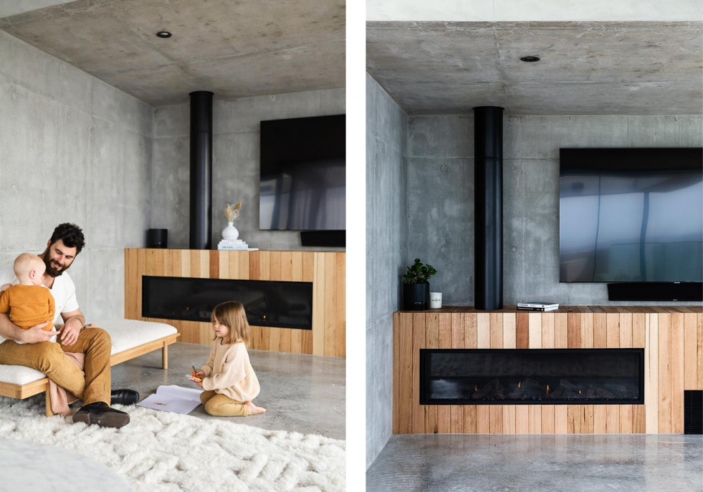 Ultra-Wide Escea Fireplace Specified for Bunker House by Futureflip