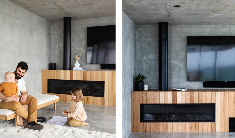 Ultra-Wide Escea Fireplace Specified for Bunker House by Futureflip