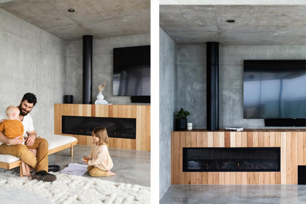 Ultra-Wide Escea Fireplace Specified for Bunker House by Futureflip