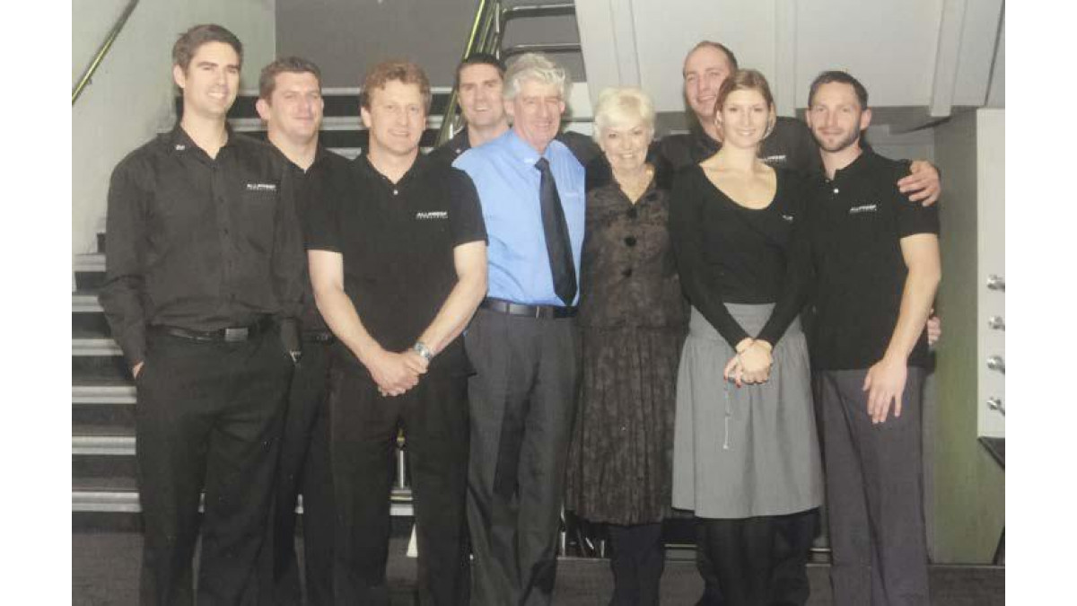 Staff from Allproof Industries in 2009 included Jared Jackson (left), Mike Fairweather, Dave Berkley, Adam Jackson, Ian Jackson, Maureen Jackson, Alex McIntyre, Jacinta Robertson and Phil Carlisle.