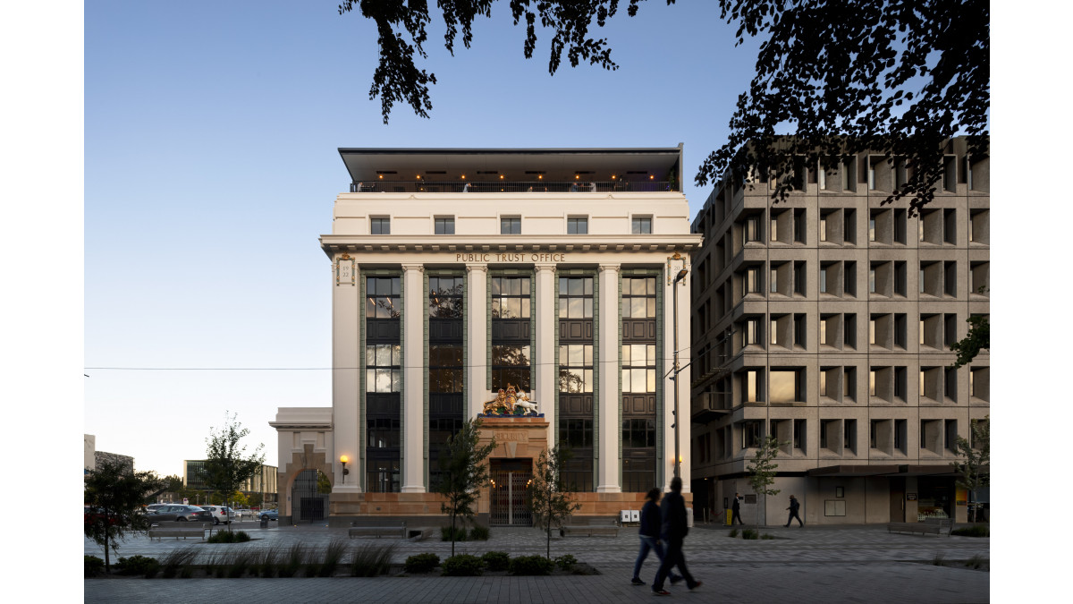 The Public Trust Building by Three Sixty Architecture, winner of the Resene Total Colour Nightingale Award in 2021.  Photo by Jason Mann.