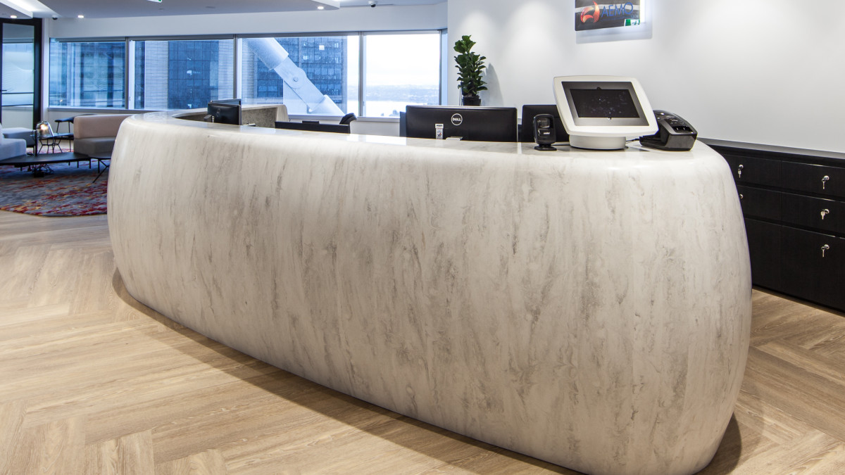 AEMO counter in Corian Rain Cloud by IA Design. <br />
Photo credit: Ryan North.
