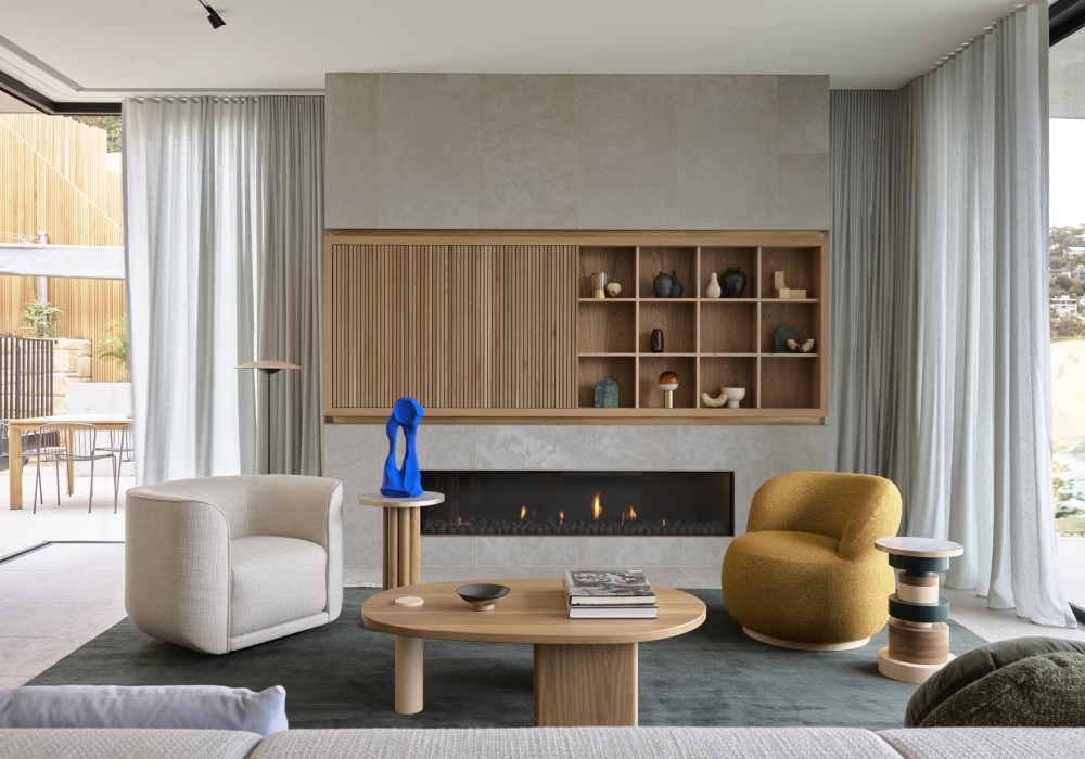Whale Beach House by Studio Johnston Featuring the Escea DS1900 Gas Fireplace