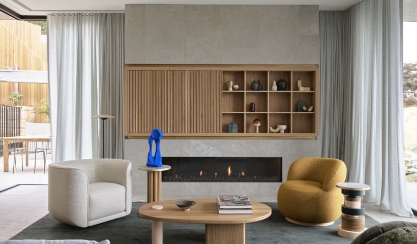 Whale Beach House by Studio Johnston Featuring the Escea DS1900 Gas Fireplace