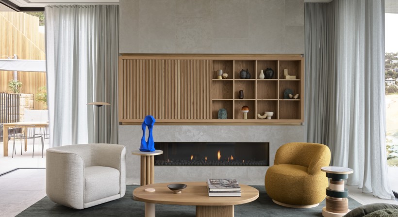 Whale Beach House by Studio Johnston Featuring the Escea DS1900 Gas Fireplace