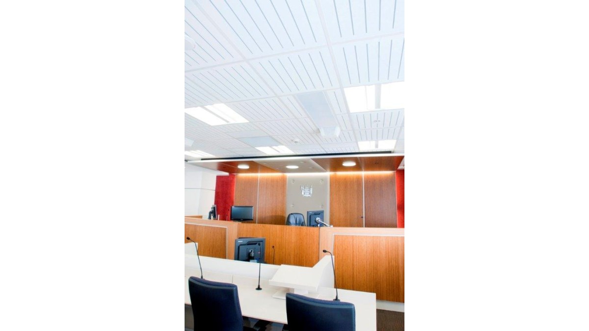 Auckland District Courtroom ceiling featuring Asona Triton Duo 60T. 