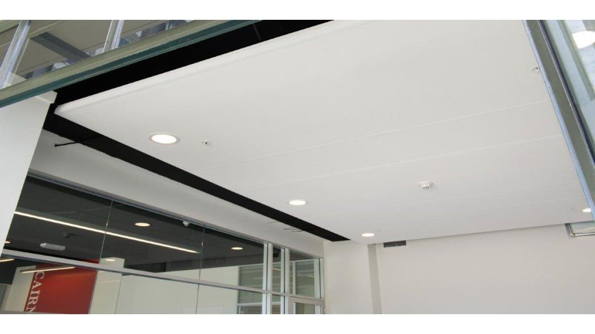 Cairns Slane Barristers meeting rooms, featuring Triton Ceiling Panels with a Sonatex Laminate Finish.