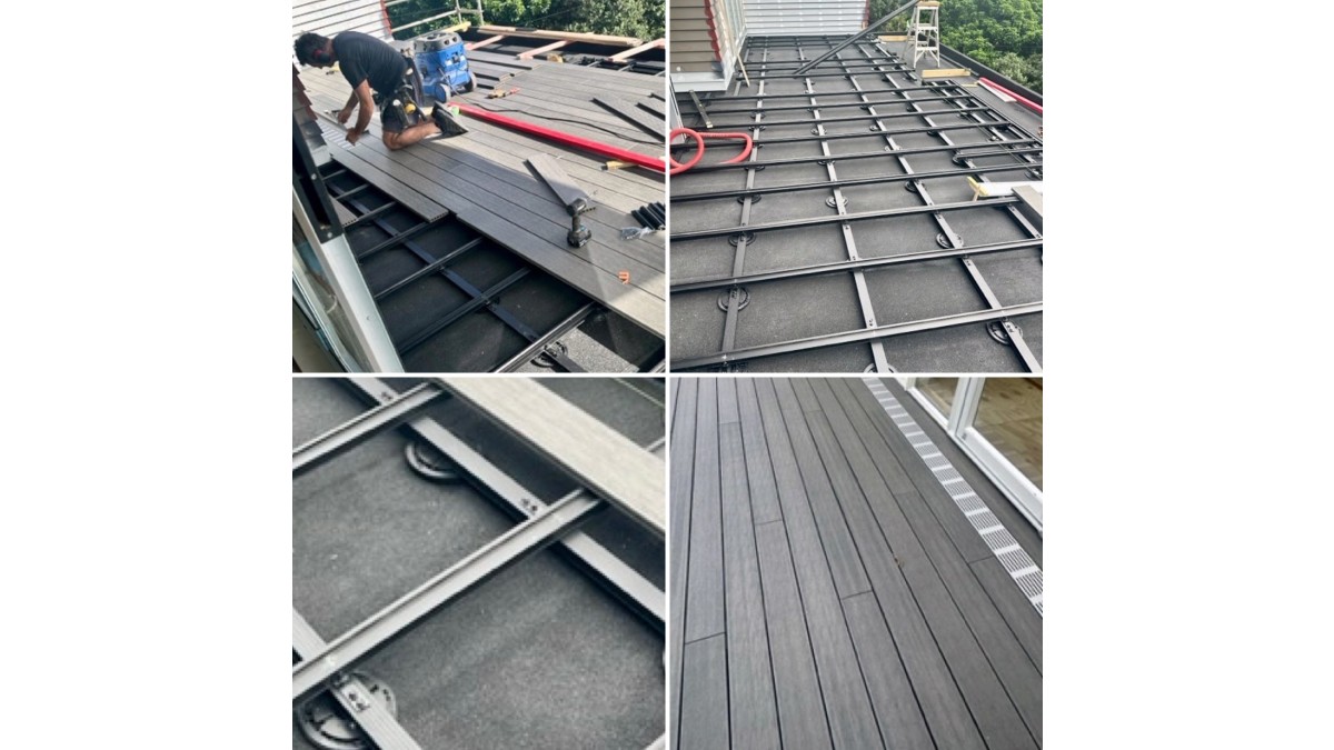 Low Height Residential Membrane Balcony<br />
Deck Surfaces: ResortDeck and aluminium QwickGrates<br />
Deck Frame: QwickBuild Aluminium System for Composite<br />
Deck Design: Outdure DeckPlanner Software<br />
Credits: N&N Builders