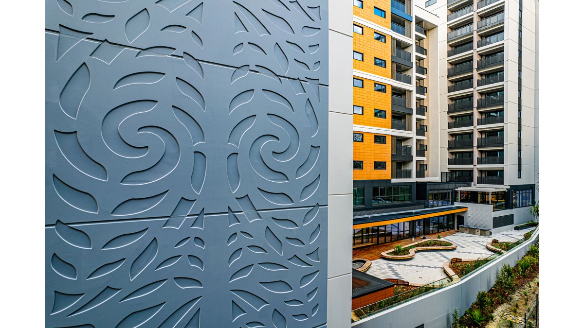 Precast panels with unique surface design.