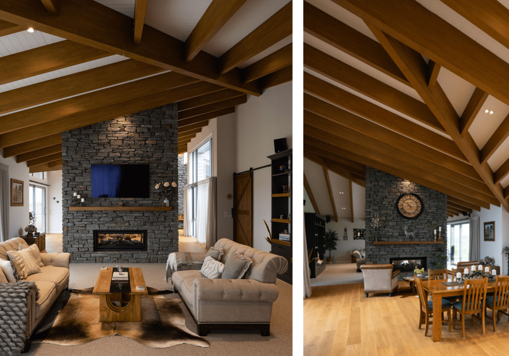 Prolam Glulam Beams Create a Striking Effect in a Modern Farmhouse